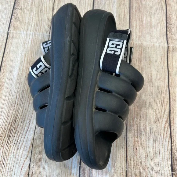UGG Sport Yeah Black EVA Sandals Detachable Logo Strap Womens Slides 1126811 - Picture 6 of 7